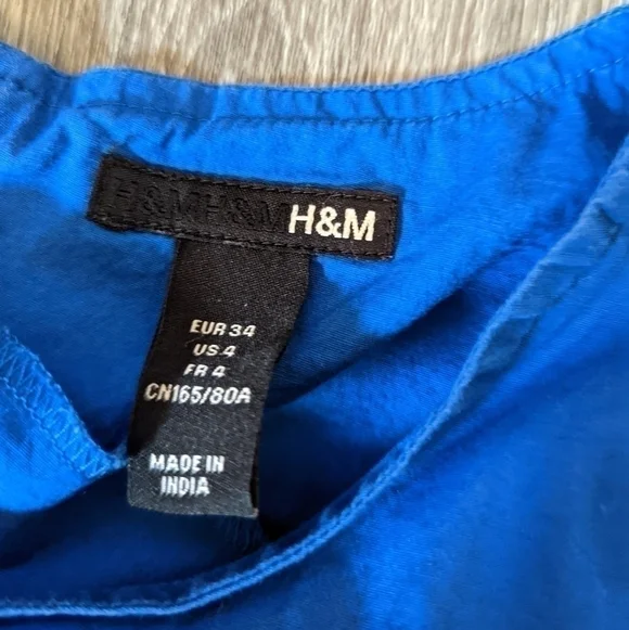 2/$15 WOMAN'S H&M Blue High Neck Sleeveless Dress-With Pockets- Size 4 - Picture 3 of 5
